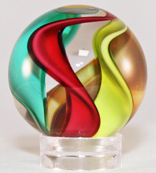 Gorgeous 1 Solid Glass Medium Marble. Hand Made and Signed by Fritz 