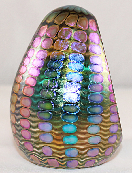 PHILABAUM Aqua Reptilian Egg Art Glass Paperweight  